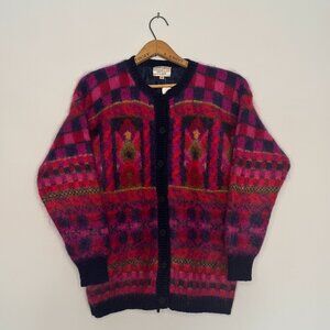 Vtg 90s Susan Bristol mohair sweater lined cottagecore cardigan jacket / sz M